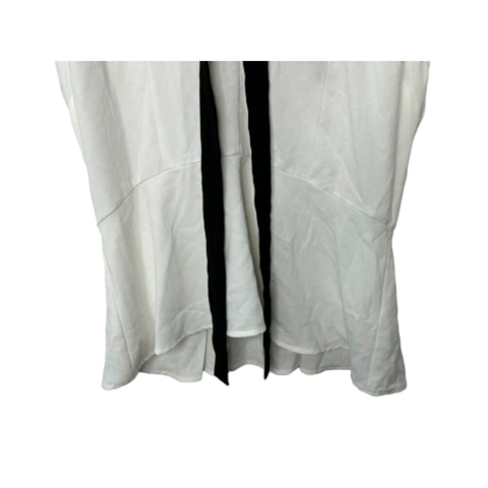 EVA MENDES White Short Sleeve V Neck-Tie Style Collared Top Women's Size XL New - Picture 4 of 7